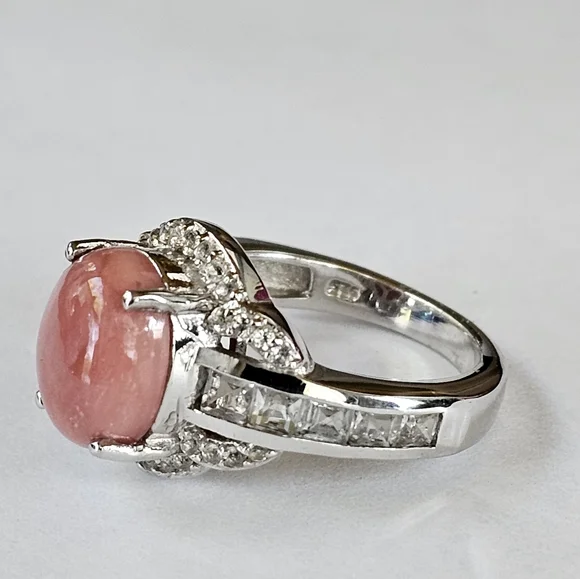 Genuine Peach Opal 🍑 in  Platinum over Sterling Silver Sz 6! NWOT - Picture 3 of 4